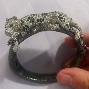 Alexis Bittar Silver Gunmetal Panther Bracelet
